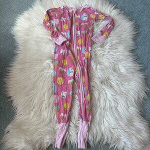 Little Sleepies milk and cookies pink zippy size 12-18 months